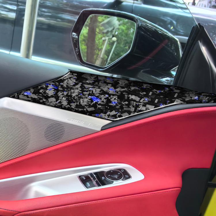 2pcs/Set Forged Gold Foil Carbon Fiber Car Door Panel Decorative Sticker for Chevrolet Corvette C8 2020-, Left and Right Driver