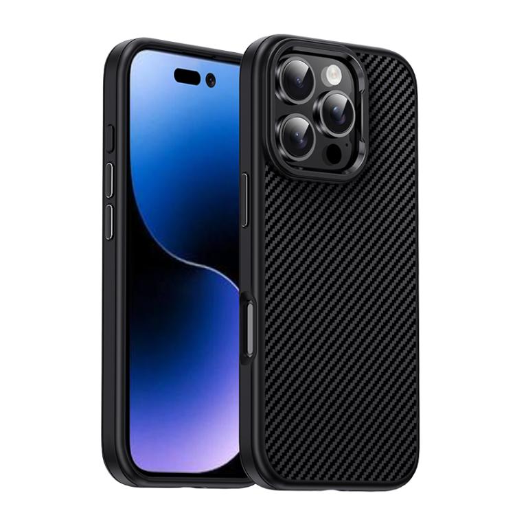 For iPhone 16 Pro iPAKY Star Lord Series Carbon Fiber Textured Oil Spray PC+TPU Phone Case