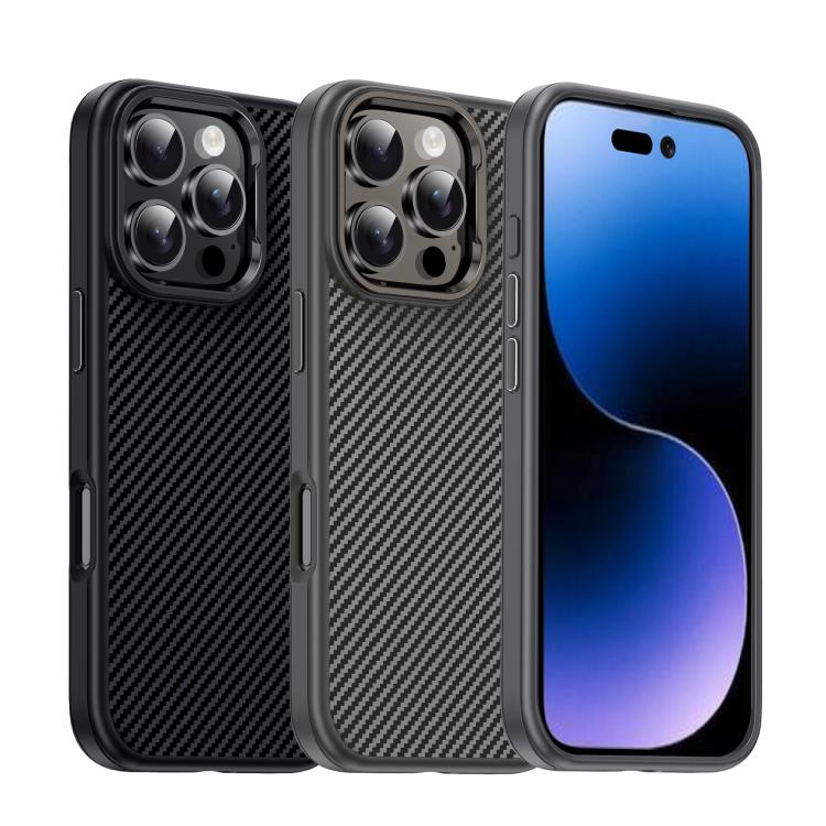 For iPhone 16 iPAKY Star Lord Series Carbon Fiber Textured Oil Spray PC+TPU Phone Case
