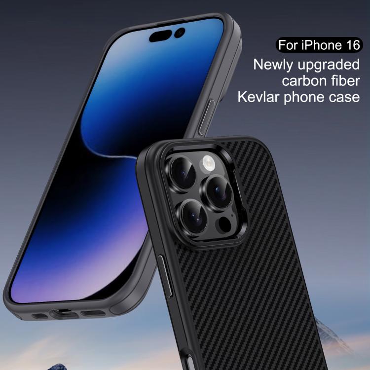 For iPhone 16 Pro iPAKY Star Lord Series Carbon Fiber Textured Oil Spray PC+TPU Phone Case