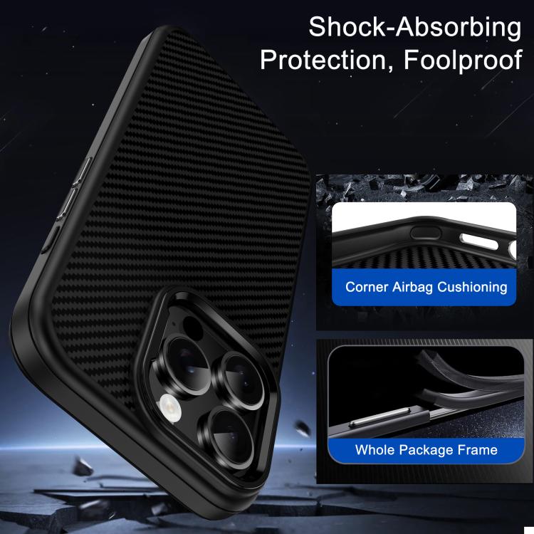 For iPhone 16 iPAKY Star Lord Series Carbon Fiber Textured Oil Spray PC+TPU Phone Case
