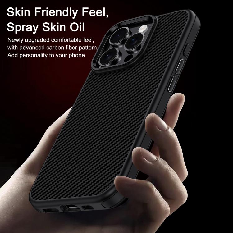 For iPhone 16 iPAKY Star Lord Series Carbon Fiber Textured Oil Spray PC+TPU Phone Case