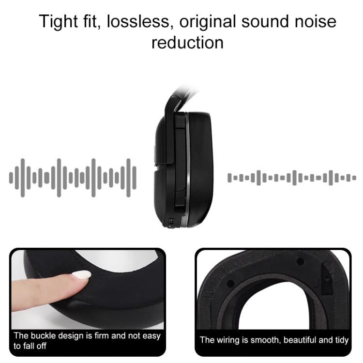 1 Pair Protein Leather Ice Silk Cloth Replacement Earpads For Turtle Beach Stealth 700 Gen 2 - Black