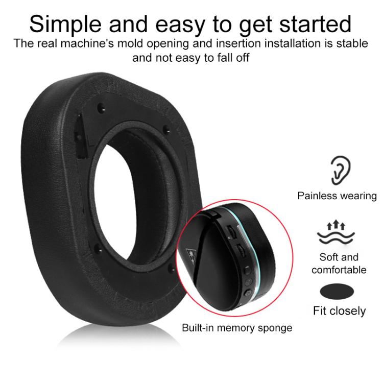 1 Pair Protein Leather Flannel Replacement Earpads For Turtle Beach Stealth 700 Gen 2 - Black