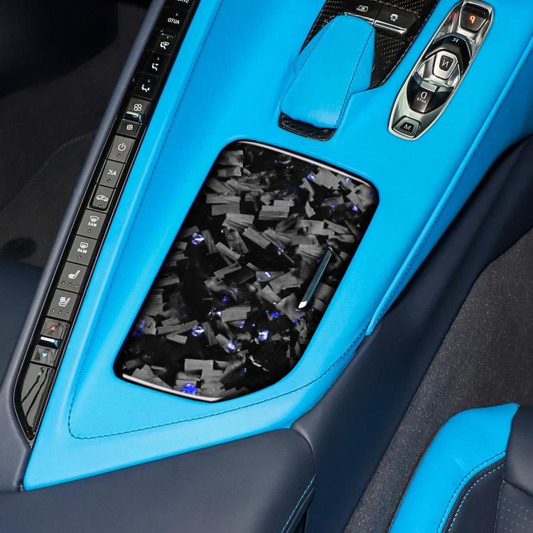 Forged Gold Foil Carbon Fiber Car Central Control Cup Cover Decorative Sticker for Chevrolet Corvette C8 2020-, Right Driver