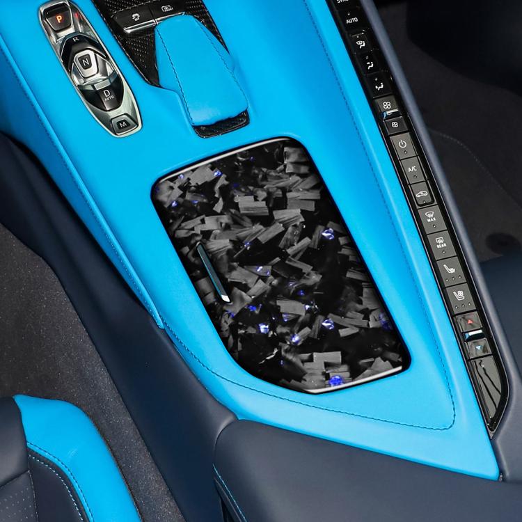 Forged Gold Foil Carbon Fiber Car Central Control Cup Cover Decorative Sticker for Chevrolet Corvette C8 2020-, Left Driver