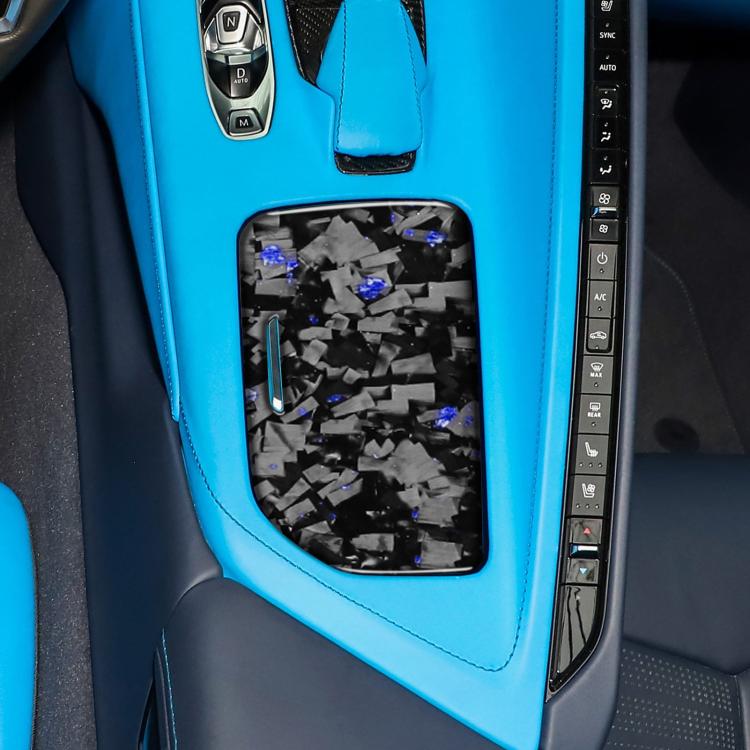 Forged Gold Foil Carbon Fiber Car Central Control Cup Cover Decorative Sticker for Chevrolet Corvette C8 2020-, Left Driver
