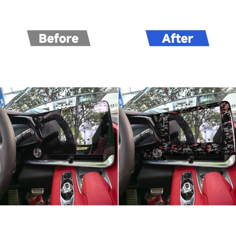 Forged Gold Foil Carbon Fiber Car Central Control Screen Frame Decorative Sticker for Chevrolet Corvette C8 2020-, Left Driver