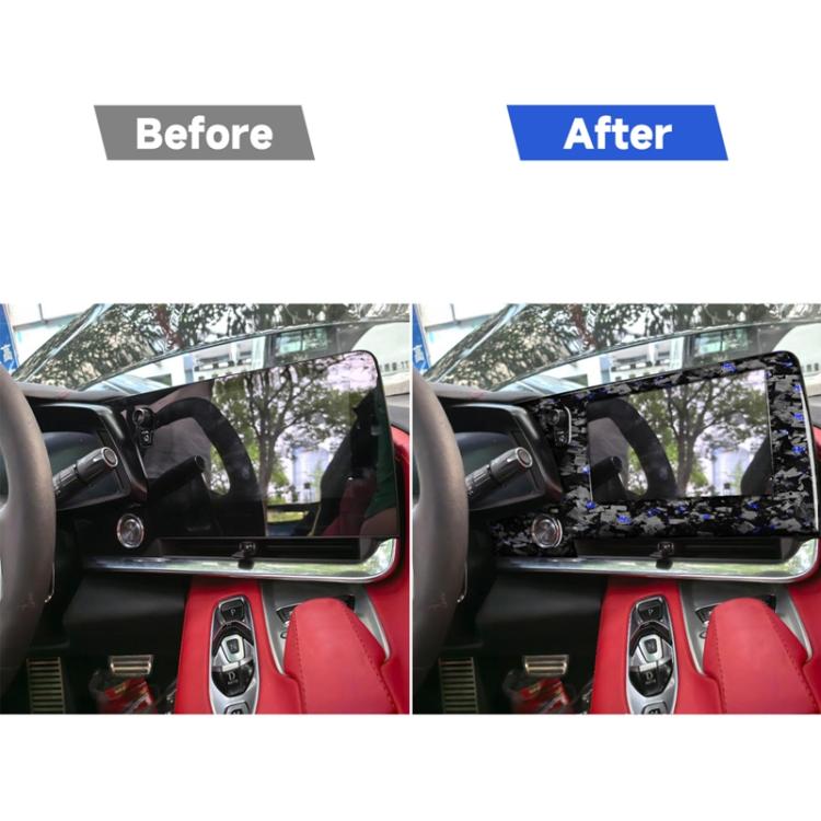Forged Gold Foil Carbon Fiber Car Central Control Screen Frame Decorative Sticker for Chevrolet Corvette C8 2020-, Left Driver