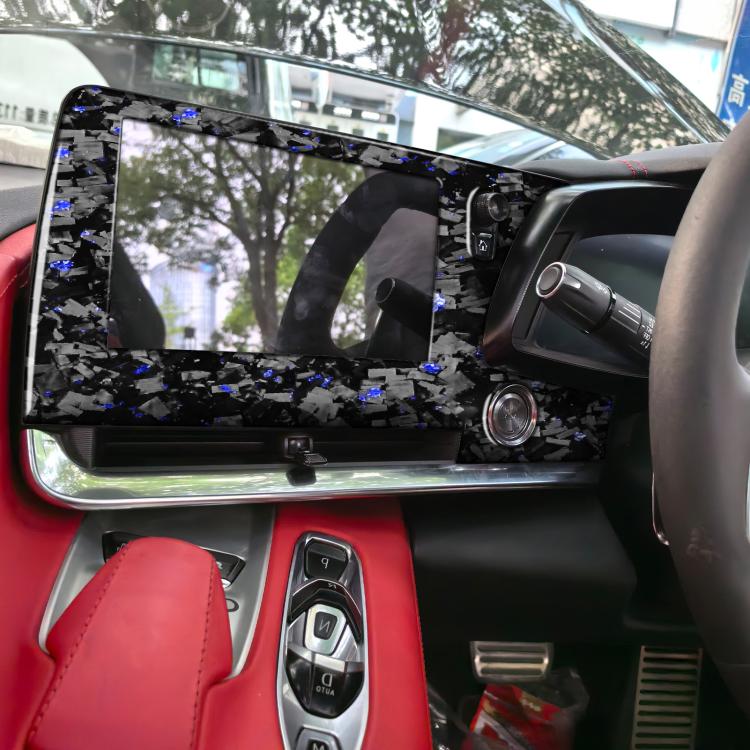 Forged Gold Foil Carbon Fiber Car Central Control Screen Frame Decorative Sticker for Chevrolet Corvette C8 2020-, Right Driver