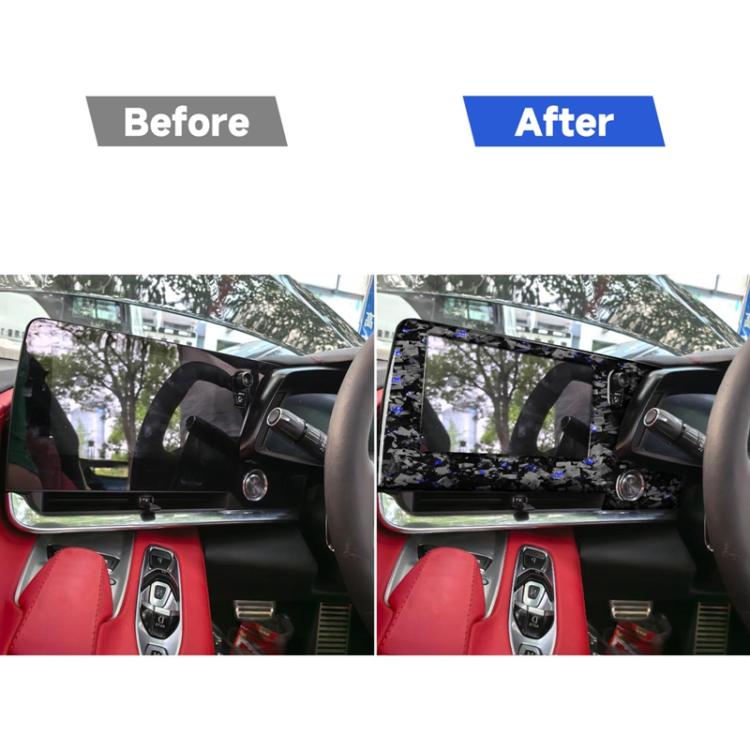 Forged Gold Foil Carbon Fiber Car Central Control Screen Frame Decorative Sticker for Chevrolet Corvette C8 2020-, Right Driver
