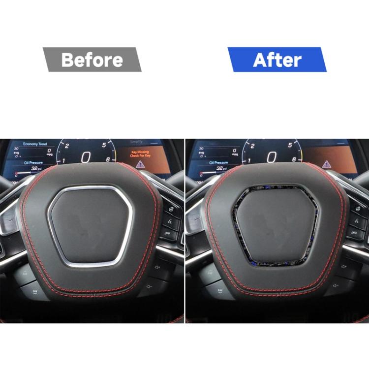 Forged Gold Foil Carbon Fiber Car Steering Wheel Frame Decorative Sticker for Chevrolet Corvette C8 2020-, Left and Right Driver