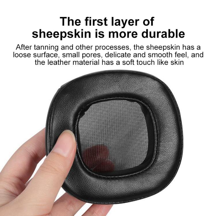 2pcs Magnetic Snap-on Lambskin Leather Earpads For Abyss Diana Phi / AB-1266 - Black