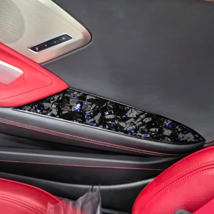 2pcs/Set Forged Gold Foil Carbon Fiber Car Inside Armrest Panel Decorative Sticker for Chevrolet Corvette C8 2020-, Left and Right Driver