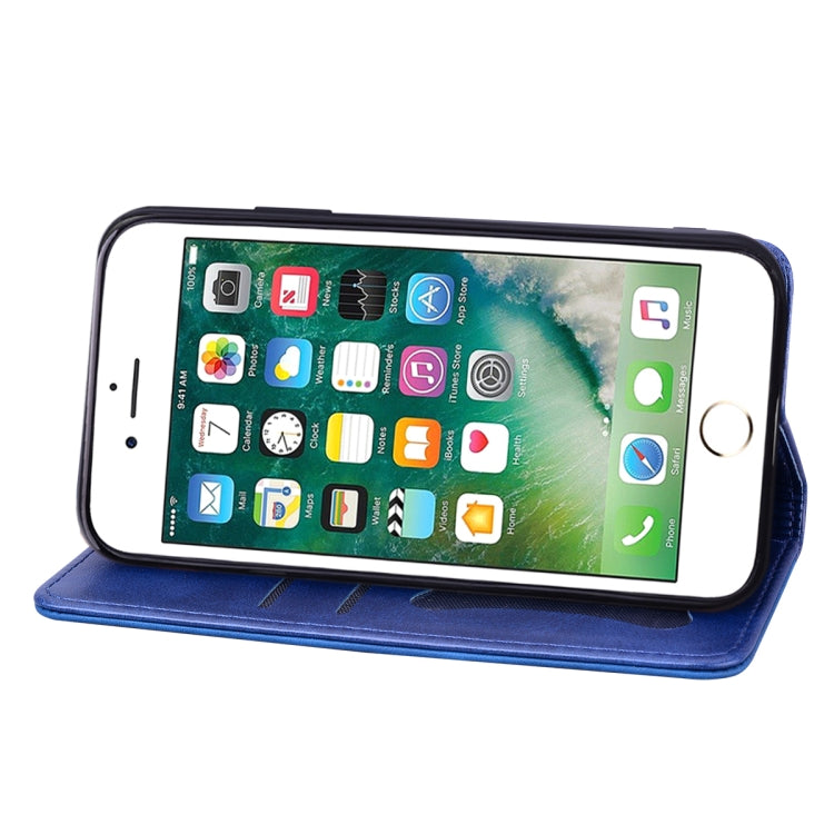 For iPhone 6 Business Stitching Horizontal Flip Leather Case with Double Folding & Bracket & Card Slots & Photo Frame & Wallet