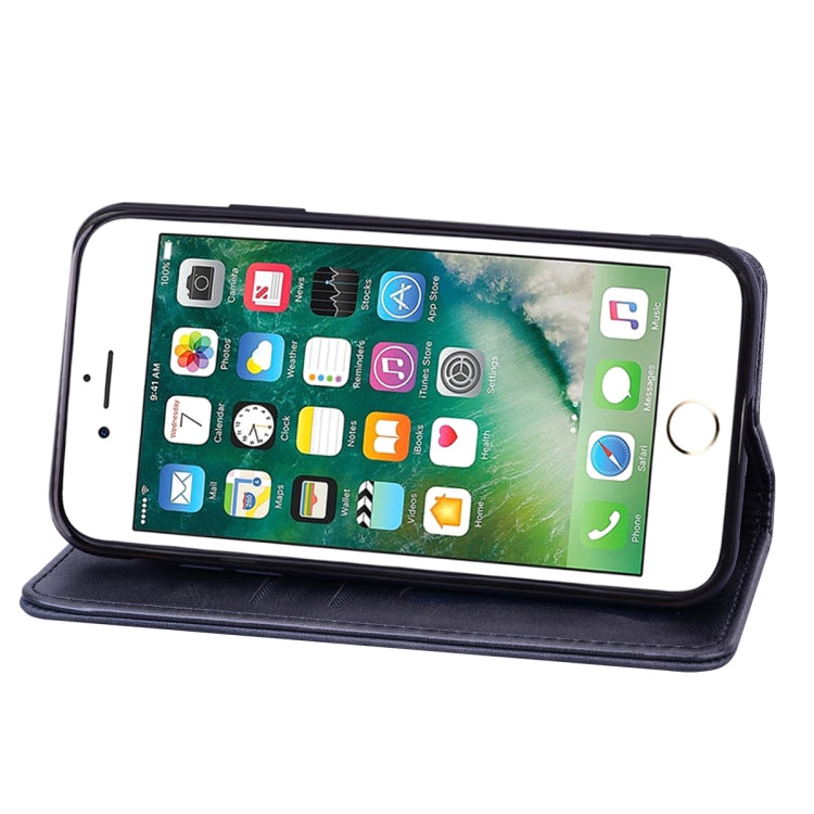 For iPhone 6 Business Stitching Horizontal Flip Leather Case with Double Folding & Bracket & Card Slots & Photo Frame & Wallet