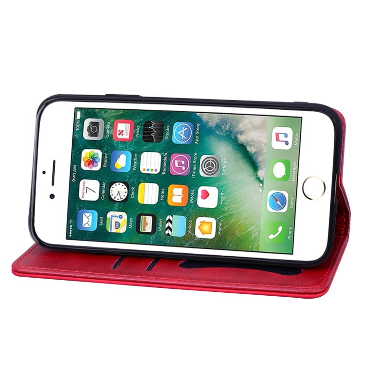 For iPhone 6 Business Stitching Horizontal Flip Leather Case with Double Folding & Bracket & Card Slots & Photo Frame & Wallet