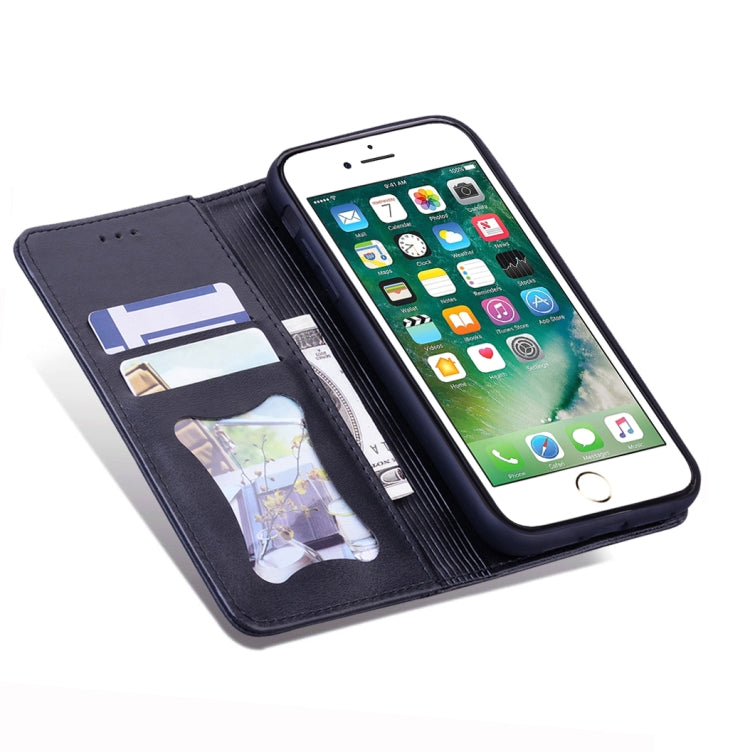 For iPhone 6s Plus Business Stitching Horizontal Flip Leather Case with Double Folding & Bracket & Card Slots & Photo Frame & Wallet