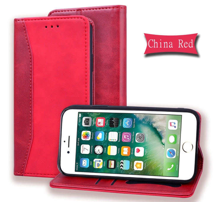 For iPhone 7 Plus / 8 Plus Business Stitching Horizontal Flip Leather Case with Double Folding & Bracket & Card Slots & Photo Frame & Wallet