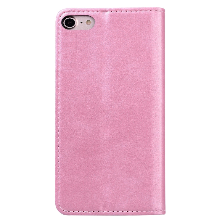 For iPhone 7 Plus / 8 Plus Business Stitching Horizontal Flip Leather Case with Double Folding & Bracket & Card Slots & Photo Frame & Wallet