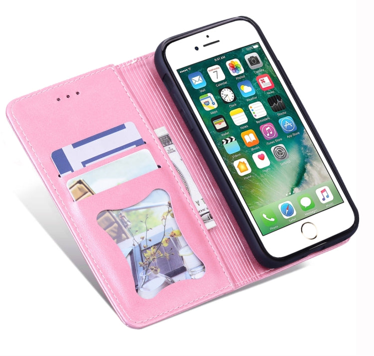 For iPhone 7 Plus / 8 Plus Business Stitching Horizontal Flip Leather Case with Double Folding & Bracket & Card Slots & Photo Frame & Wallet