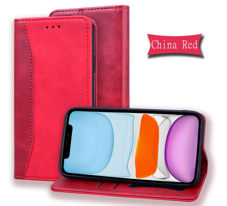 For iPhone 12 Pro Max Business Stitching Horizontal Flip Leather Case with Double Folding & Bracket & Card Slots & Photo Frame & Wallet