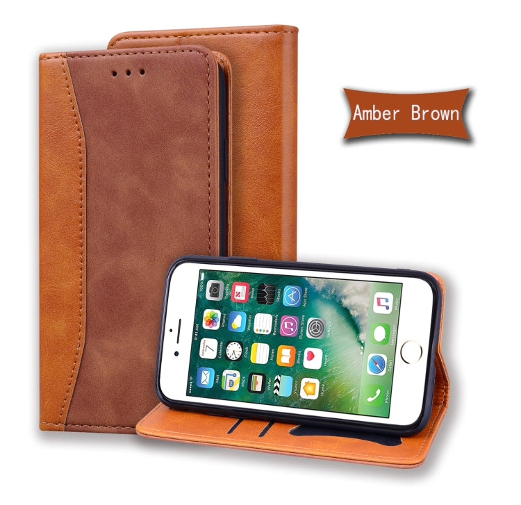 For iPhone 7 / 8 / SE(2020) Business Stitching Horizontal Flip Leather Case with Double Folding & Bracket & Card Slots & Photo Frame & Wallet