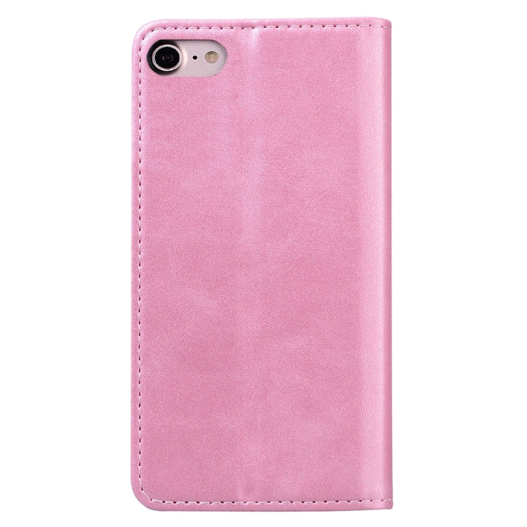 For iPhone 7 / 8 / SE(2020) Business Stitching Horizontal Flip Leather Case with Double Folding & Bracket & Card Slots & Photo Frame & Wallet