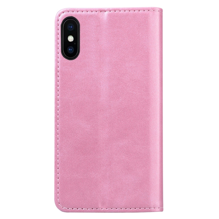 For iPhone XS Business Stitching Horizontal Flip Leather Case with Double Folding & Bracket & Card Slots & Photo Frame & Wallet