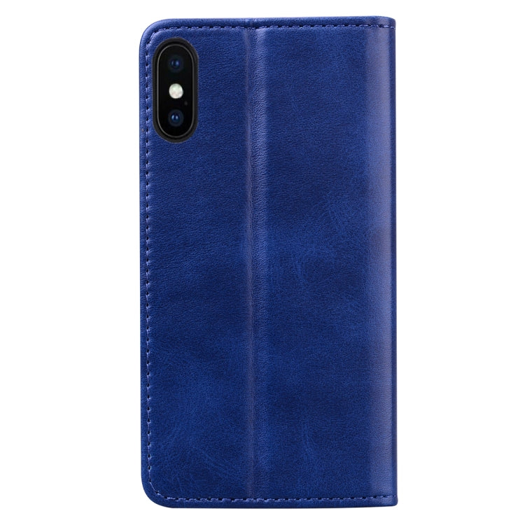 For iPhone XS Max Business Stitching Horizontal Flip Leather Case with Double Folding & Bracket & Card Slots & Photo Frame & Wallet