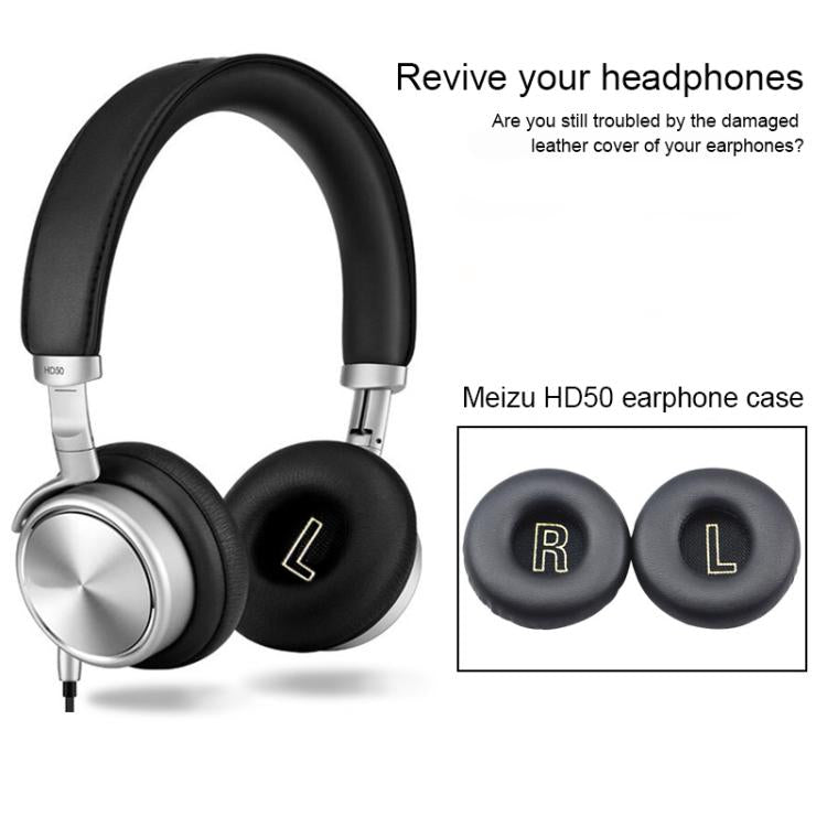 For Meizu HD50 1 Pair Protein Leather Snap-on Type Earphone Covers