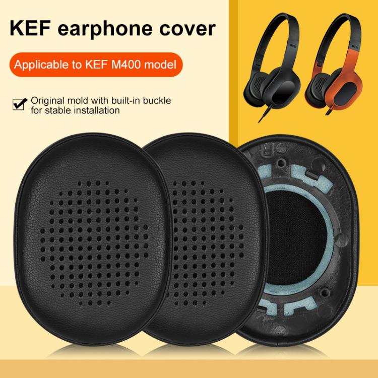 2pcs Snap-on Protein Leather Earpads For KEF M400 - Black