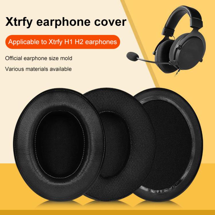 2pcs Insert Earpads For Xtrfy H1 / H2, Material:Protein Leather - Black