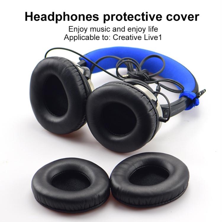2pcs Protein Leather Earpads For Creative Aurvana Live 1 - Black