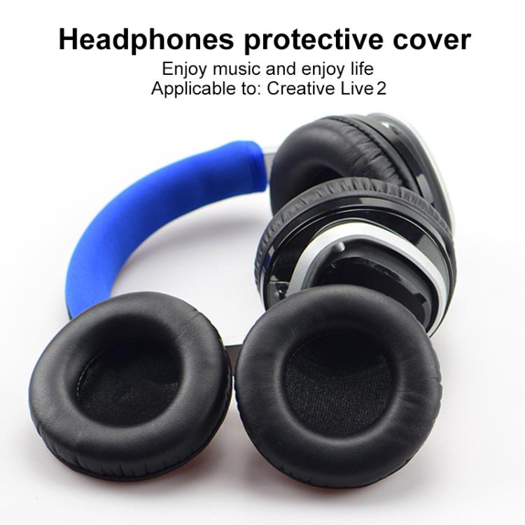 2pcs Protein Leather Earpads For Creative Aurvana Live 2 - Black