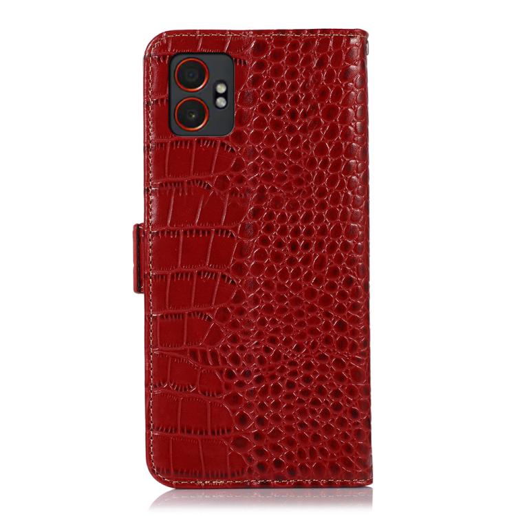 For Samsung Galaxy XCover7 Pro Crocodile Top Layer Cowhide Leather Phone Case