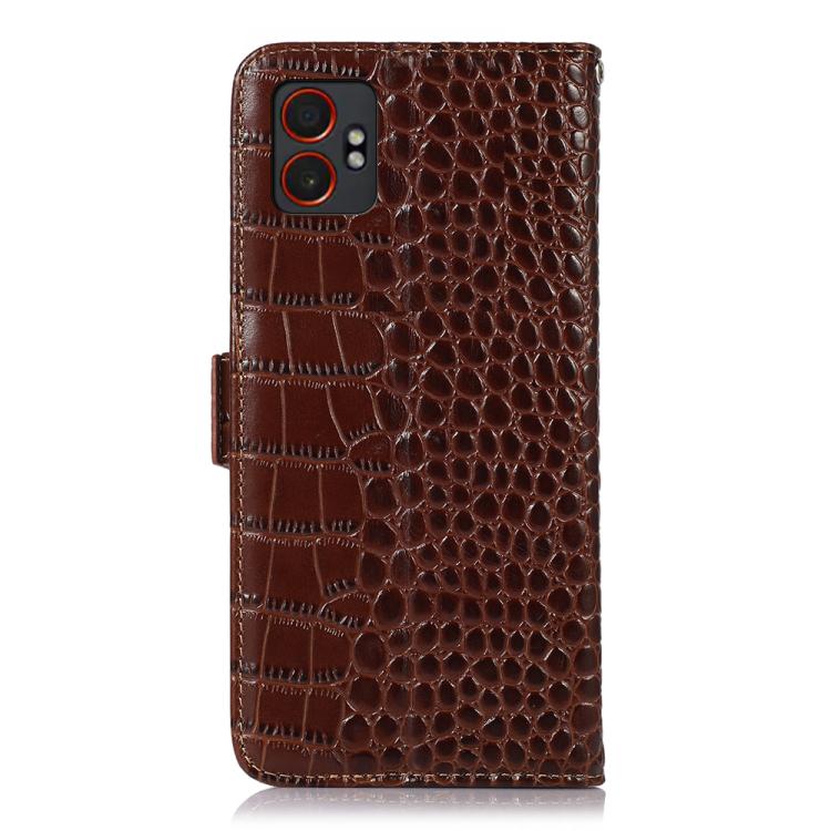 For Samsung Galaxy XCover7 Pro Crocodile Top Layer Cowhide Leather Phone Case