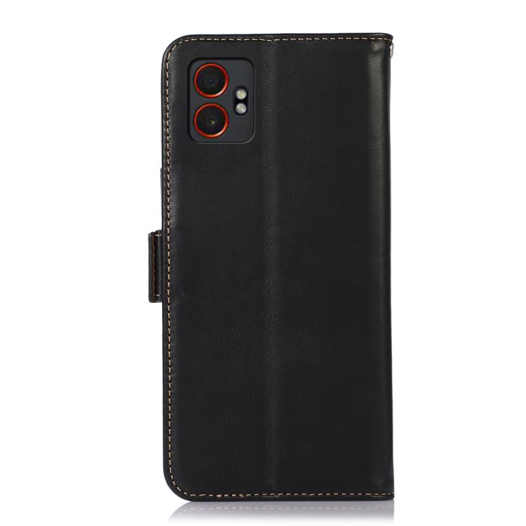 For Samsung Galaxy XCover7 Pro Magnetic Crazy Horse Texture Genuine Leather RFID Phone Case
