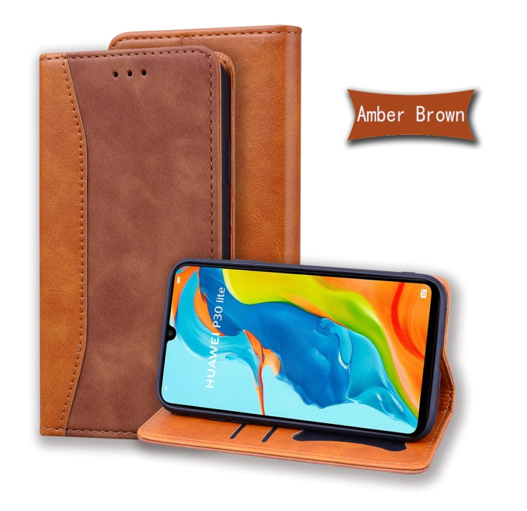 For Huawei P30 Lite Business Stitching Horizontal Flip Leather Case with Double Folding & Bracket & Card Slots & Photo Frame & Wallet