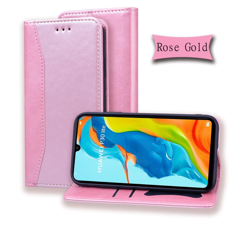 For Huawei P30 Lite Business Stitching Horizontal Flip Leather Case with Double Folding & Bracket & Card Slots & Photo Frame & Wallet