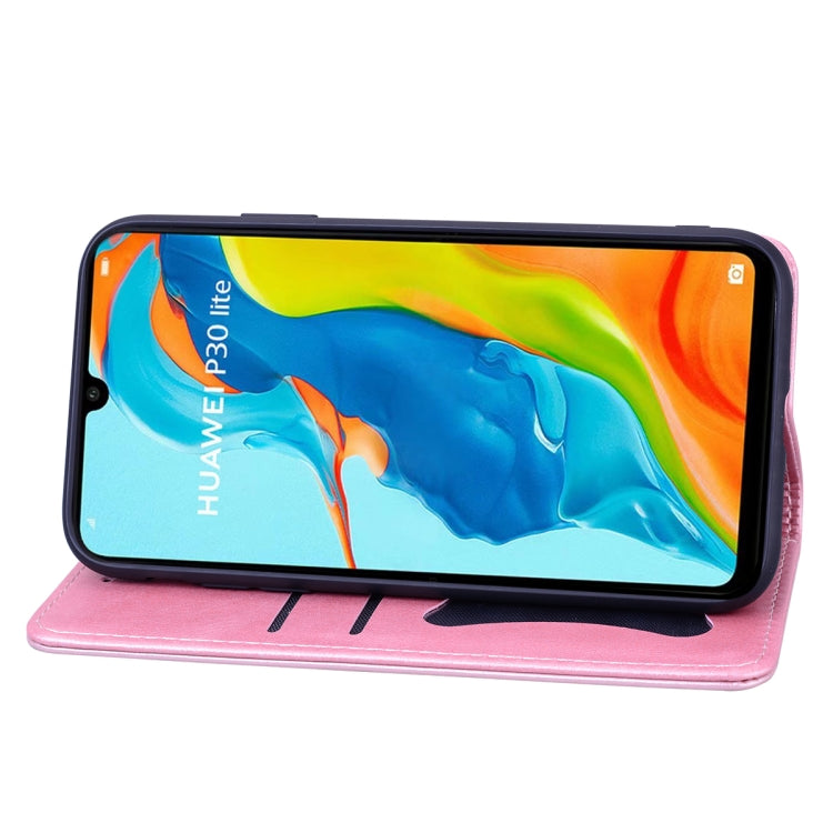 For Huawei P30 Lite Business Stitching Horizontal Flip Leather Case with Double Folding & Bracket & Card Slots & Photo Frame & Wallet