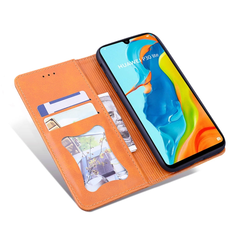 For Huawei Nova 4e Business Stitching Horizontal Flip Leather Case with Double Folding & Bracket & Card Slots & Photo Frame & Wallet