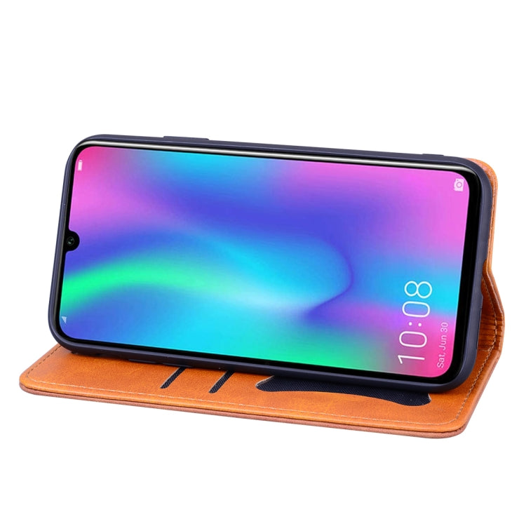 For Huawei P Smart (2019) Business Stitching Horizontal Flip Leather Case with Double Folding & Bracket & Card Slots & Photo Frame & Wallet