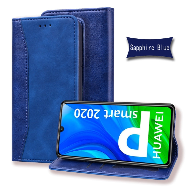 For Huawei P Smart (2020) Business Stitching Horizontal Flip Leather Case with Double Folding & Bracket & Card Slots & Photo Frame & Wallet