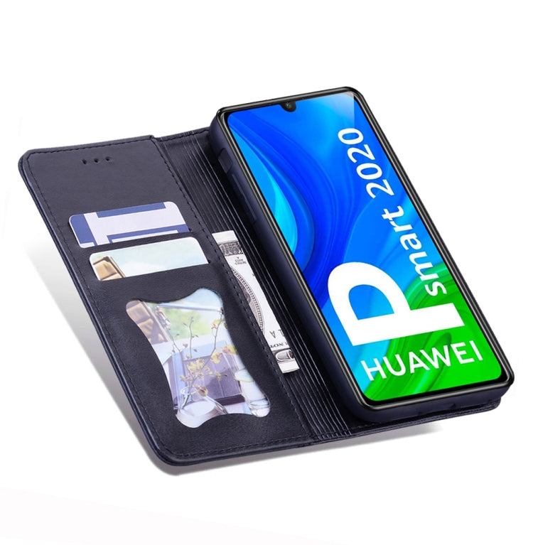 For Huawei P Smart (2020) Business Stitching Horizontal Flip Leather Case with Double Folding & Bracket & Card Slots & Photo Frame & Wallet
