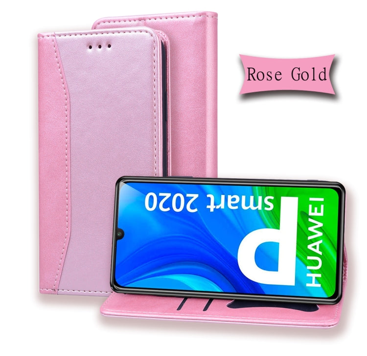 For Huawei P Smart (2020) Business Stitching Horizontal Flip Leather Case with Double Folding & Bracket & Card Slots & Photo Frame & Wallet