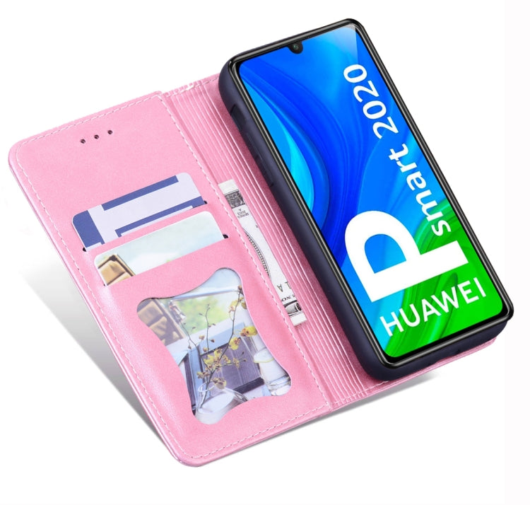 For Huawei P Smart (2020) Business Stitching Horizontal Flip Leather Case with Double Folding & Bracket & Card Slots & Photo Frame & Wallet