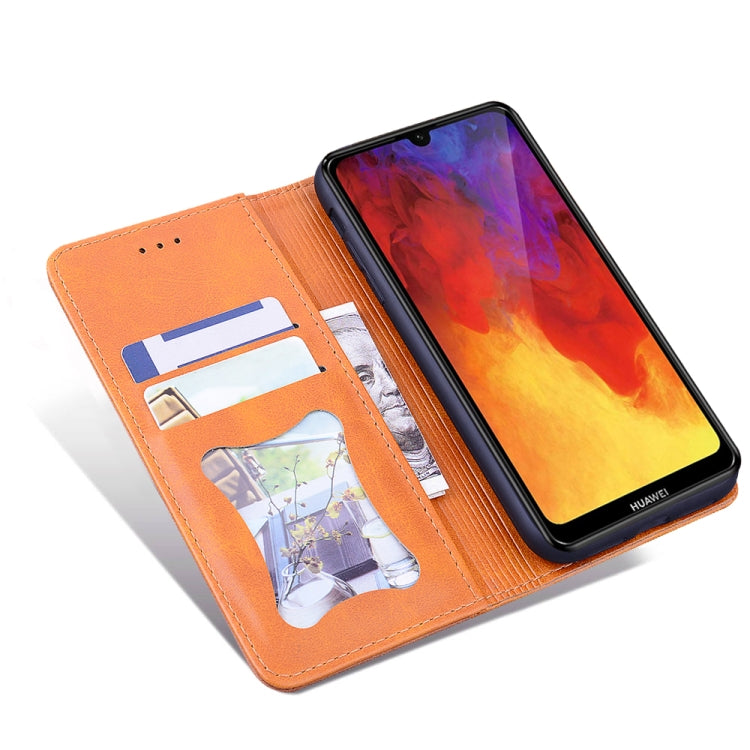 For Huawei Y6 Pro (2019) Business Stitching Horizontal Flip Leather Case with Double Folding & Bracket & Card Slots & Photo Frame & Wallet