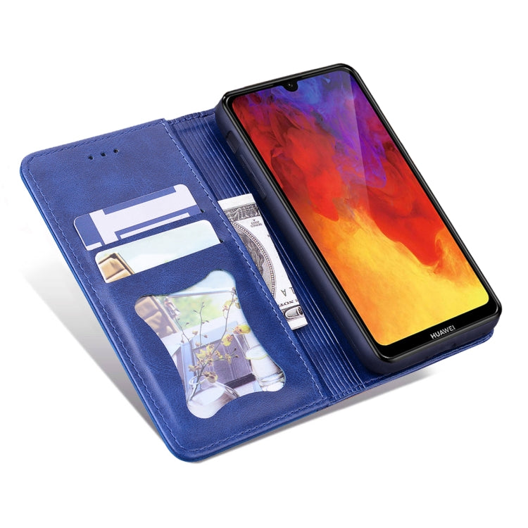 For Huawei Y6 Pro (2019) Business Stitching Horizontal Flip Leather Case with Double Folding & Bracket & Card Slots & Photo Frame & Wallet