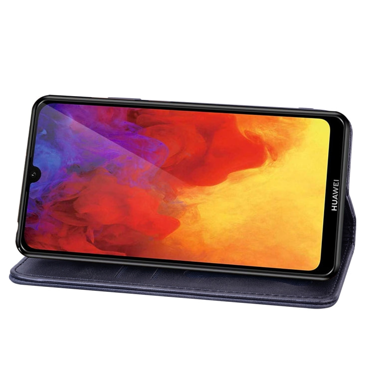 For Huawei Y6 Pro (2019) Business Stitching Horizontal Flip Leather Case with Double Folding & Bracket & Card Slots & Photo Frame & Wallet